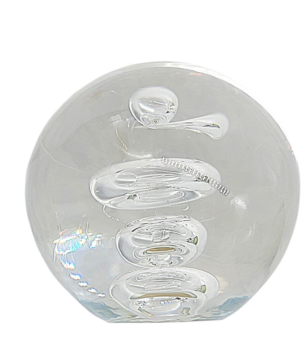 Vintage Pfeiffer Hand Made Holland Art Glass Paperweight Clear Spiral Swirl 3"
